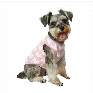 DOG VEST IN PINK WITH PRINTED WHITE BOWS AND A FULL ZIP - BRAND NEW